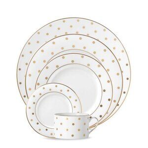 Kate Spade Larabee Road Gold 5 Piece Dinnerware Set; New Year Party